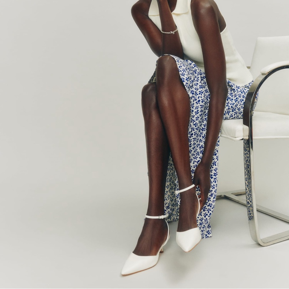 Reformation Wade Kitten Heel White